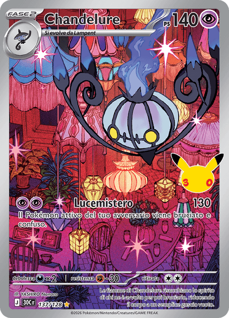 137-128 Chandelure Illustrazione Rara 30C 30º Anniversario ITA NM