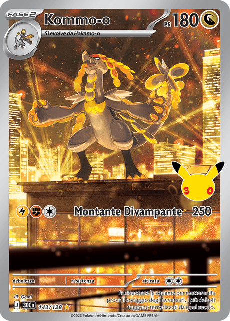 143-128 Kommo-o Illustrazione Rara 30C 30º Anniversario ITA NM