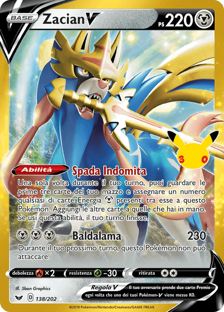 184-128 Zacian V Collezione Classica 30C 30º Anniversario ITA NM