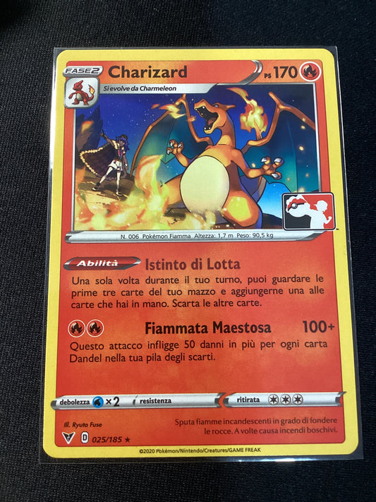 025-185 Charizard Rara Play! Pokémon Prize VIV Voltaggio Sfolgorante ITA NM