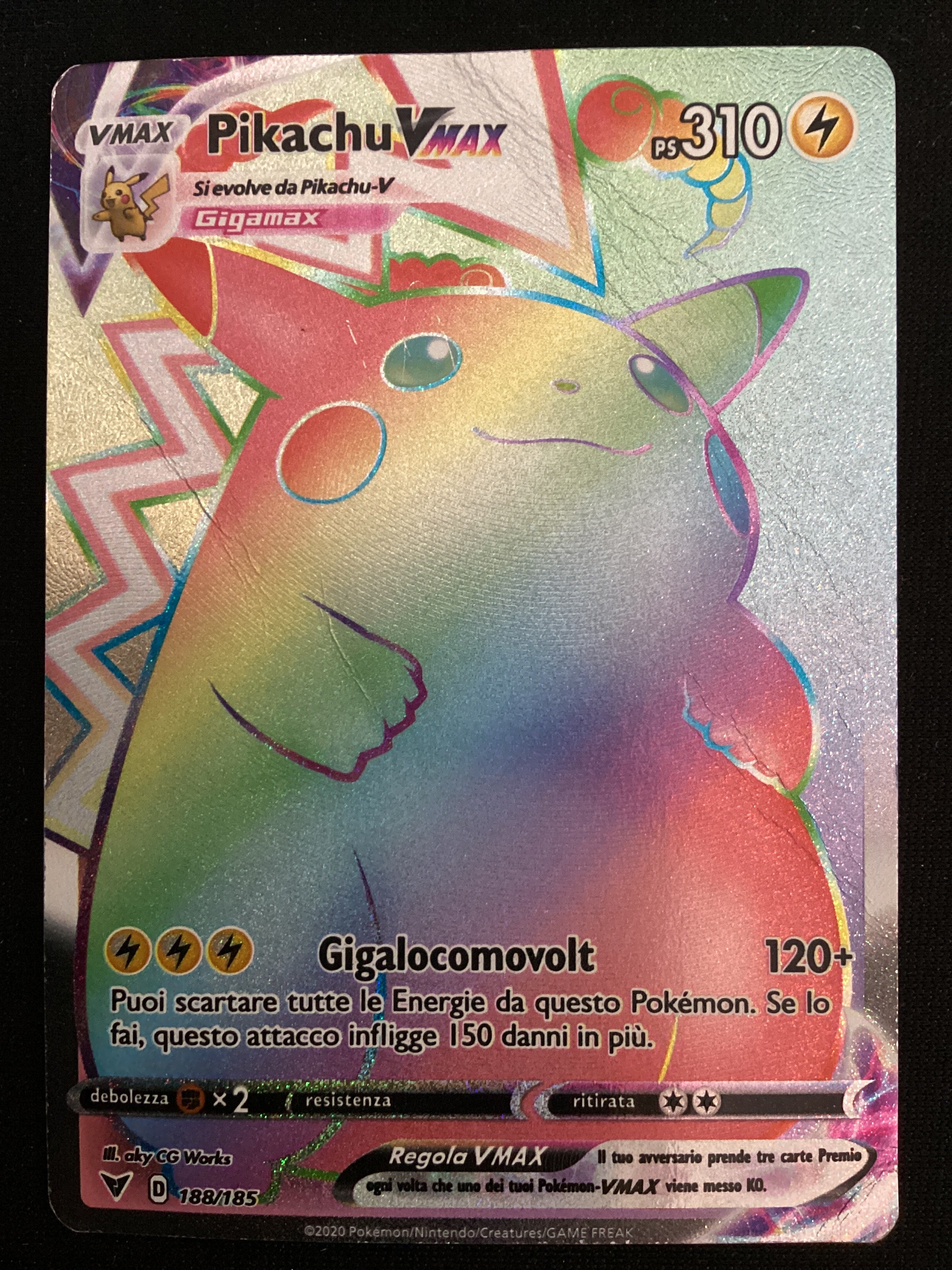 188-185 Pikachu VMAX Rara Segreta VIV Voltaggio Sfolgorante ITA POOR