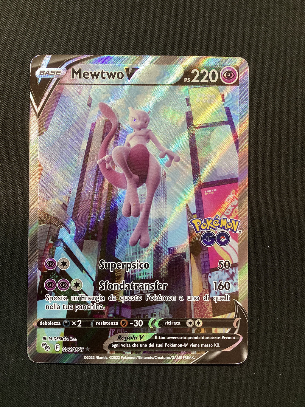 072-078 Mewtwo V PGO Pokemon Go ITA GOOD