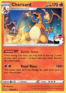025-185 Charizard Rara Play! Pokémon Prize VIV Voltaggio Sfolgorante ITA NM
