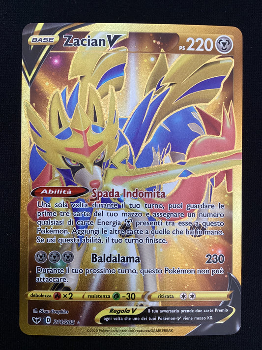 211-202 Zacian V Gold Rara Segreta SSH Spada e Scudo ITA NM