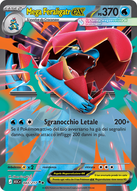 043-217 mega Feraligatr ex ASC Ascesa Eroica ITA NM