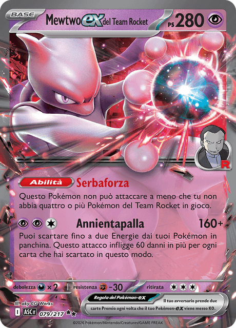 079-217 Mewtwo-ex del Team Rocket ASC Ascesa Eroica ITA NM