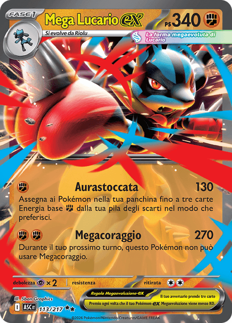 113-217 Mega Lucario-ex ASC Ascesa Eroica ITA NM