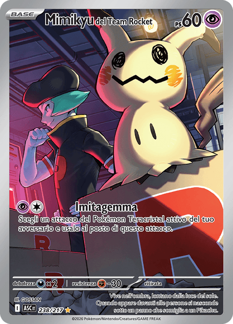 238-217 Mimikyu Del Team Rocket Illustrazione Rara ASC Ascesa Eroica ITA NM