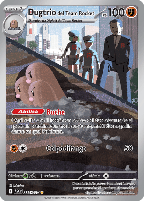 239-217 Dugtrio Del Team Rocket Illustrazione Rara ASC Ascesa Eroica ITA NM