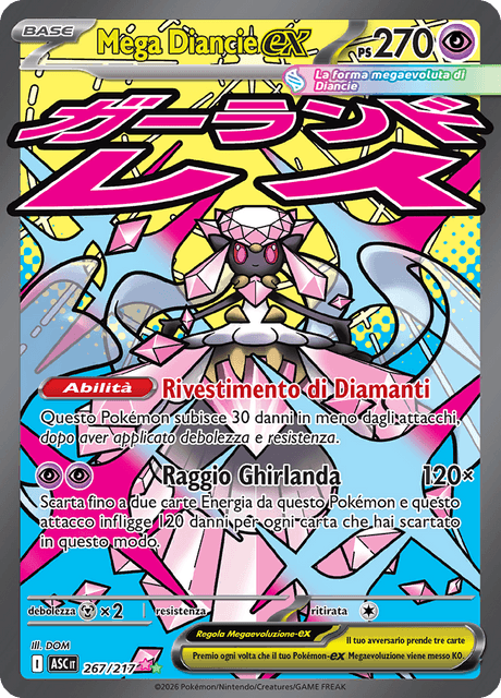 267-217 Mega Diancie ex Mega Attacco Full Art ASC Ascesa Eroica ITA NM