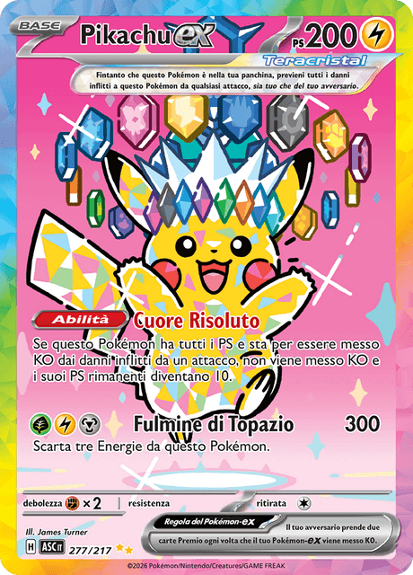 277-217 Pikachu ex Teracristal Alternative Art ASC Ascesa Eroica CRIMPED ITA NM