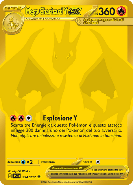294-217 Mega Charizard Y ex Mega Gold Rara Segreta ASC Ascesa Eroica ITA NM