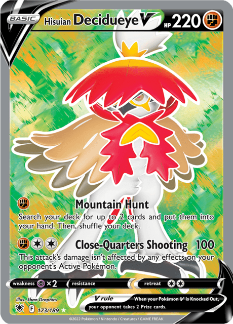 173-189 Decidueye V di Hisui Full art ASR Lucentezza Siderale ENG NM