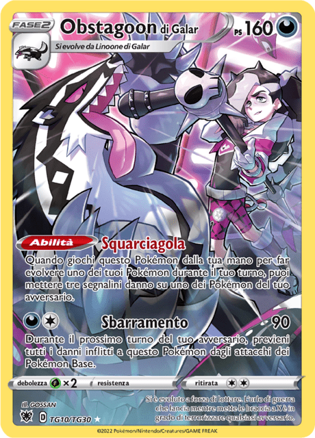 226-189 TG10-TG30 Obstagoon Di Galar Trainer Gallery ASR Lucentezza Siderale ITA NM
