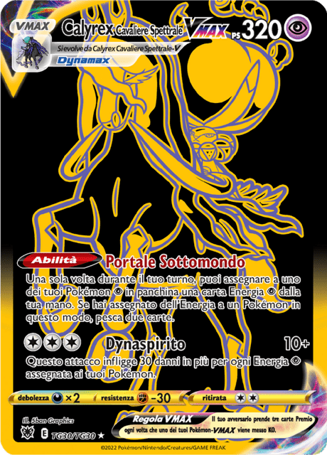 246-189 TG30-TG30 Calyrex Cavaliere Spettrale VMAX Black Gold Trainer Gallery ASR Lucentezza Siderale ITA NM