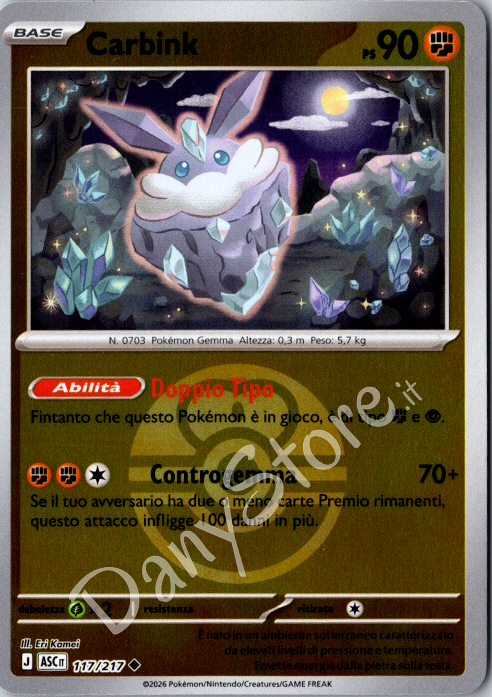 117-217 Carbink Non Comune Reverse Pokèball ASC Ascesa Eroica ITA NM