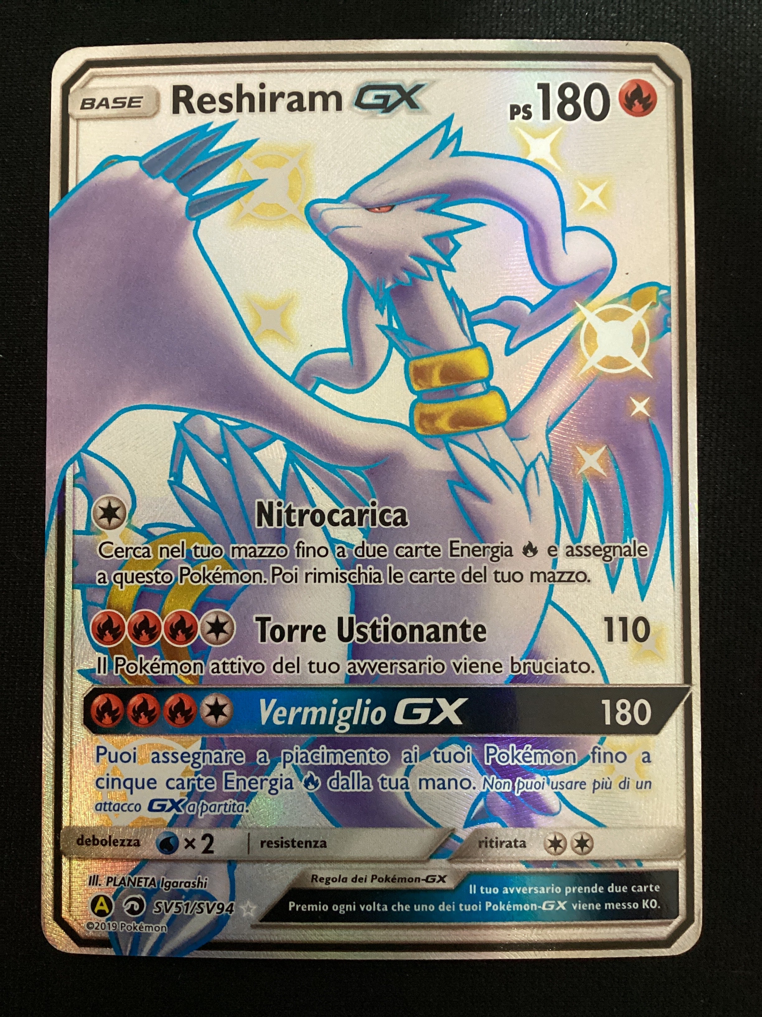 120-68 sv51-sv94 Reshiram GX Ultra Shiny HIF Destino Sfuggente  ITA LIGHT PLAYED (Linea sul fronte)