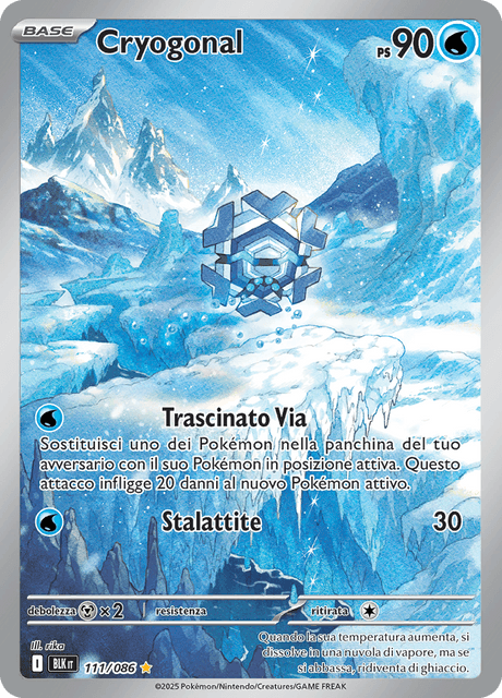 111-086 Cryogonal Illustrazione Rara BLK Luce Nera ITA NM