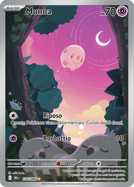 116-086 Munna Illustrazione Rara BLK Luce Nera ITA NM