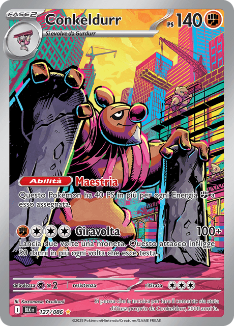 127-086 Conkeldurr Illustrazione Rara BLK Luce Nera ITA NM