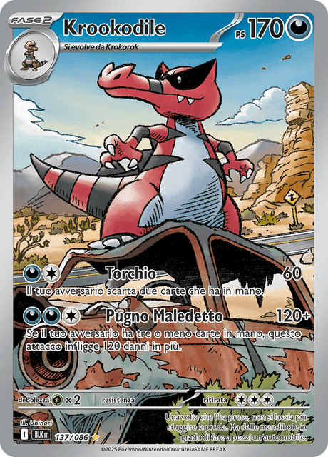 137-086 Krookodile Illustrazione Rara BLK Luce Nera ITA NM
