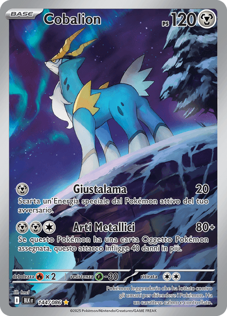 144-086 Cobalion Illustrazione Rara BLK Luce Nera ITA NM