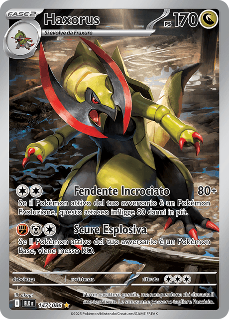 147-086 Haxorus Illustrazione Rara BLK Luce Nera ITA NM