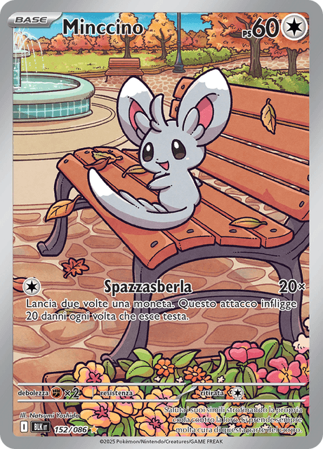 152-086 Minccino Illustrazione Rara BLK Luce Nera ITA NM