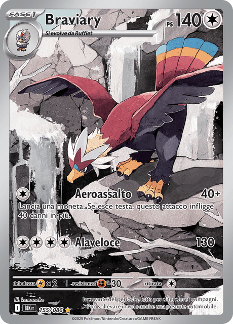 155-086 Braviary Illustrazione Rara BLK Luce Nera ITA NM