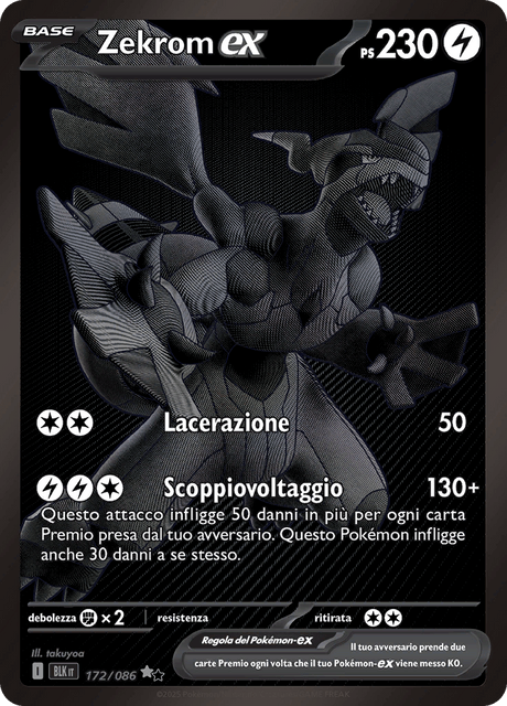172-086 Zekrom Ex 172-086 Zekrom ex Nero Bianco Rara BLK Luce Nera ITA NM