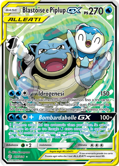 215-236 Blastoise e Piplup GX Alleati Alternative Art CEC Eclissi Cosmica ITA NM