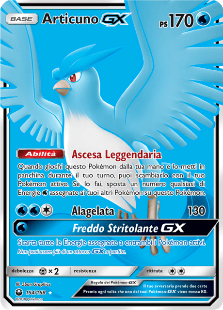154-168 Articuno GX Full Art CES Tempesta Astrale  ITA GOOD