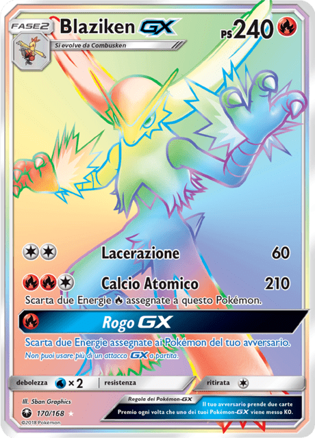 170-168 Blaziken GX Full Art CES Tempesta Astrale ITA EXCELLENT