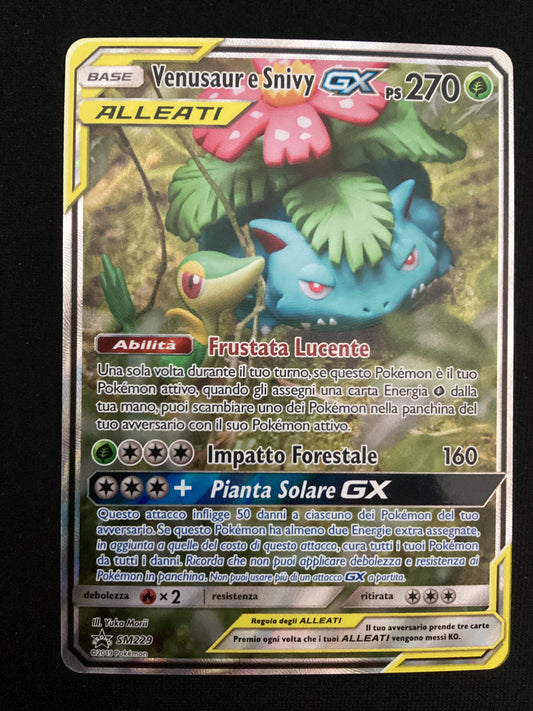 Promo SM229 Venusaur e Snivy GX Alleati Alternative Art SMP Sole e Luna Promo ITA NM