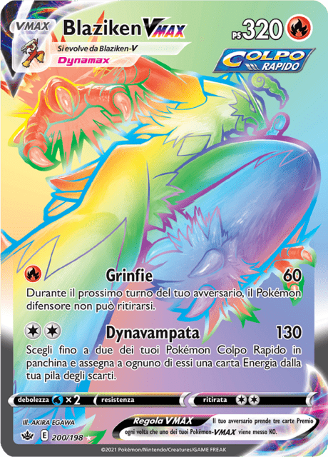 200-198 Blaziken VMAX Rara Segreta CRE Regno Glaciale ITA NM