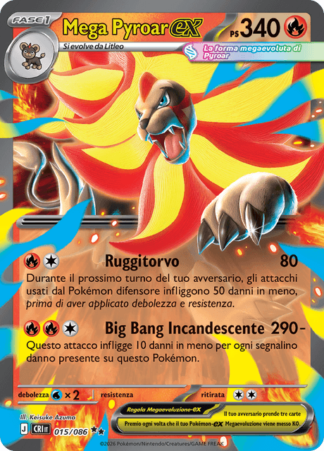 015-086 Mega Pyroar-ex CRI Caos Nascente ITA NM