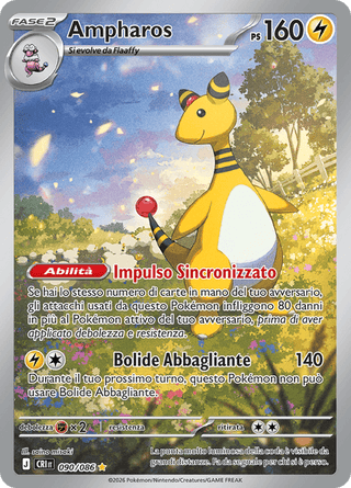 090-086 Ampharos Illustrazione Rara CRI Caos Nascente ITA NM