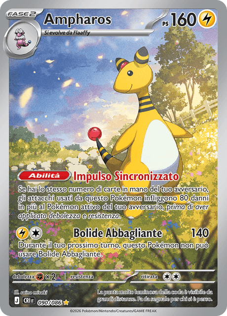 090-086 Ampharos Illustrazione Rara CRI Caos Nascente ITA NM