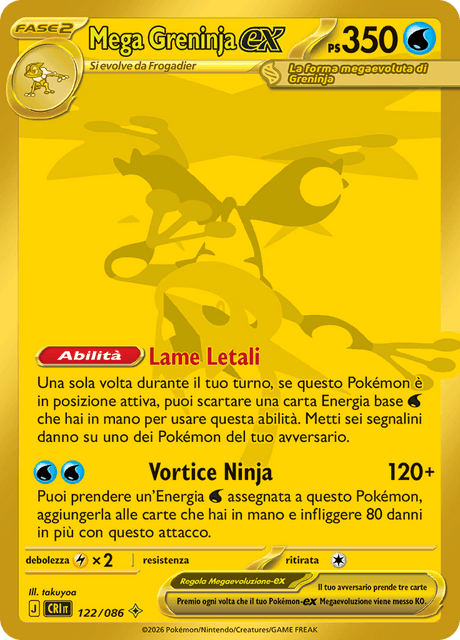 122-086 Mega Greninja ex Gold CRI Caos Nascente ITA NM