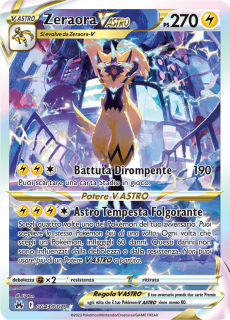 203-159 GG43-GG70 Zeraora V Astro Galleria Di Galar CRZ Zenit Regale ITA NM