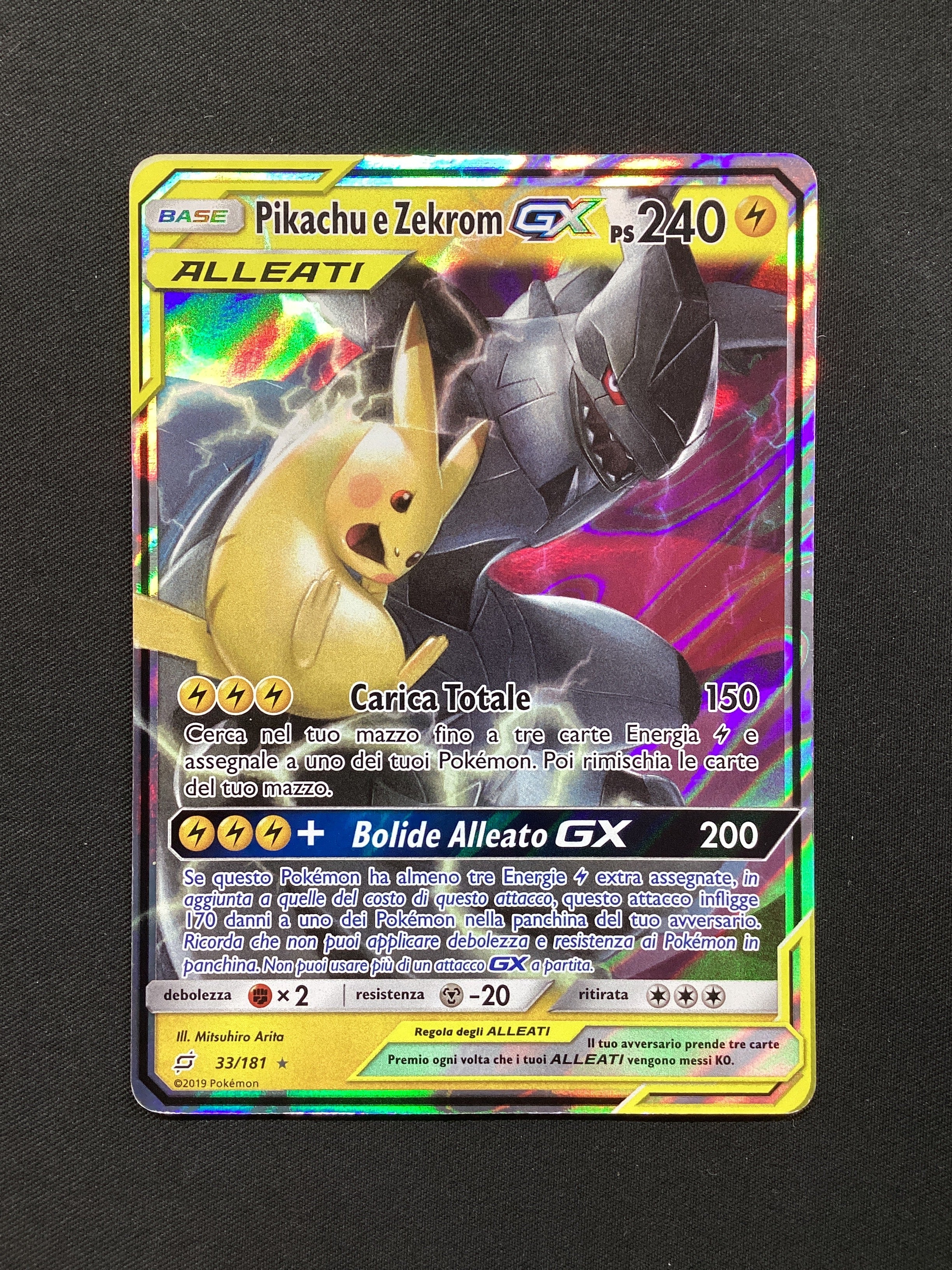 033-181 Pikachu e Zekrom GX Alleati TEU Gioco DI Squadra ITA LIGHT PLAYED
