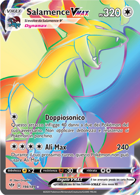 194-189 Salamence VMAX Rara Segreta DAA FIAMME OSCURE ITA NM