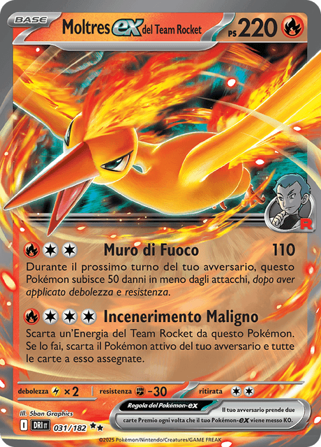 031-182 Moltres ex del Team Rocket DRI Rivali Predestinati ITA NM