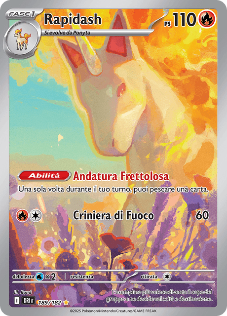 189-182 Rapidash Illustrazione Rara DRI Rivali Predestinati ITA NM