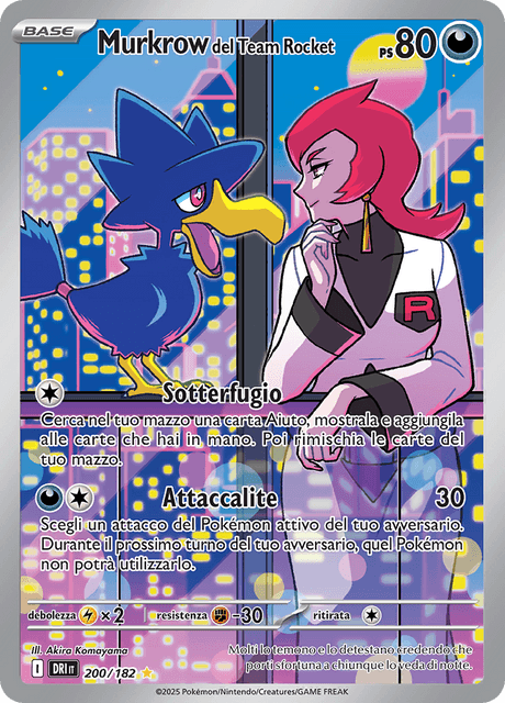 200-182 Murkrow Del Team Rocket Illustrazione Rara DRI Rivali Predestinati ITA NM