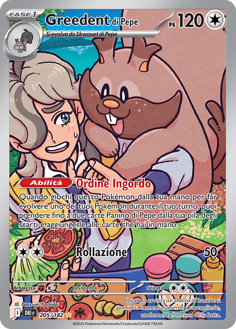 205-182 Greedent Di Pepe Illustrazione Rara DRI Rivali Predestinati ITA NM