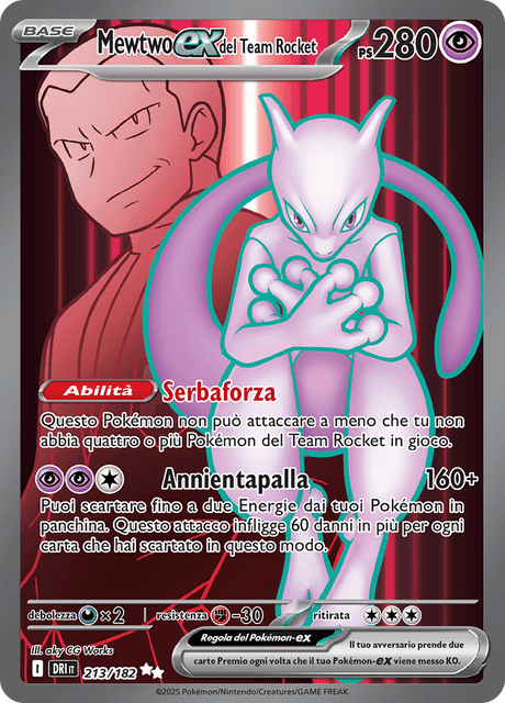 213-182 Mewtwo ex Del Team Rocket Full Art DRI Rivali Predestinati ITA NM