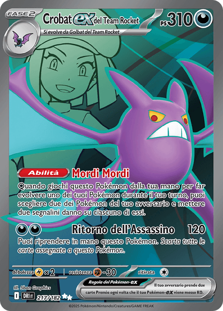 217-182 Crobat ex Del Team Rocket Full Art DRI Rivali Predestinati ITA NM