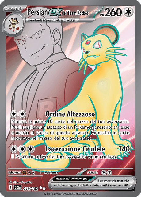 219-182 Persian ex Team Rocket Full Art DRI Rivali Predestinati ITA NM