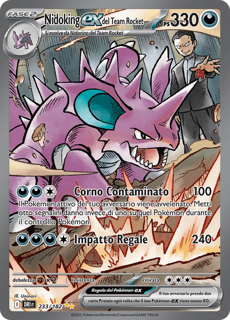 233-182 Nidoking-ex del Team Rocket Illustrazione Rara DRI Rivali Predestinati ITA NM